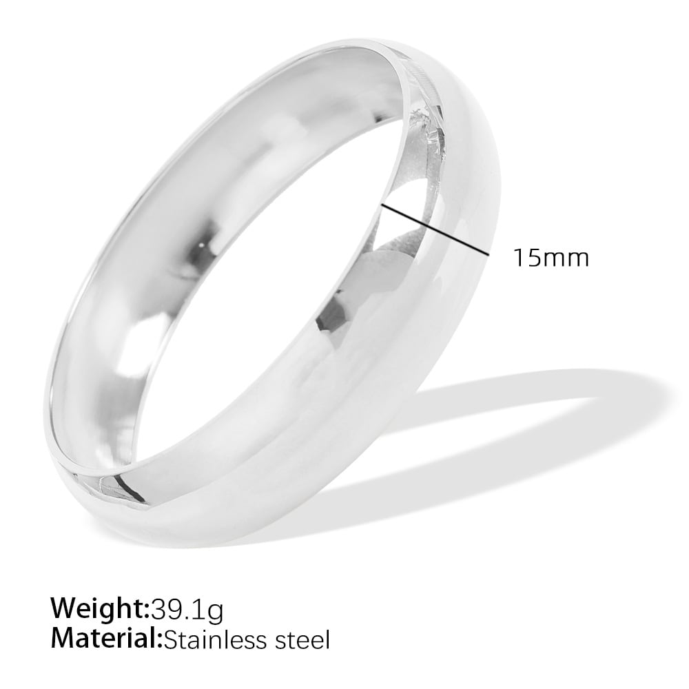 1 Piece Simple Series Simple Solid Color Stainless Steel 18K Gold Plated Women's Bangles h5 